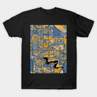 Regina Map Pattern in Blue & Gold T-Shirt